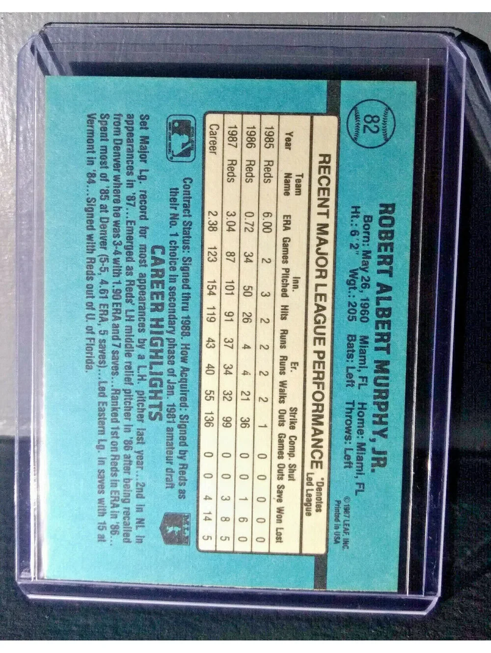 1988 Rob Murphy Donruss #82 Baseball Card